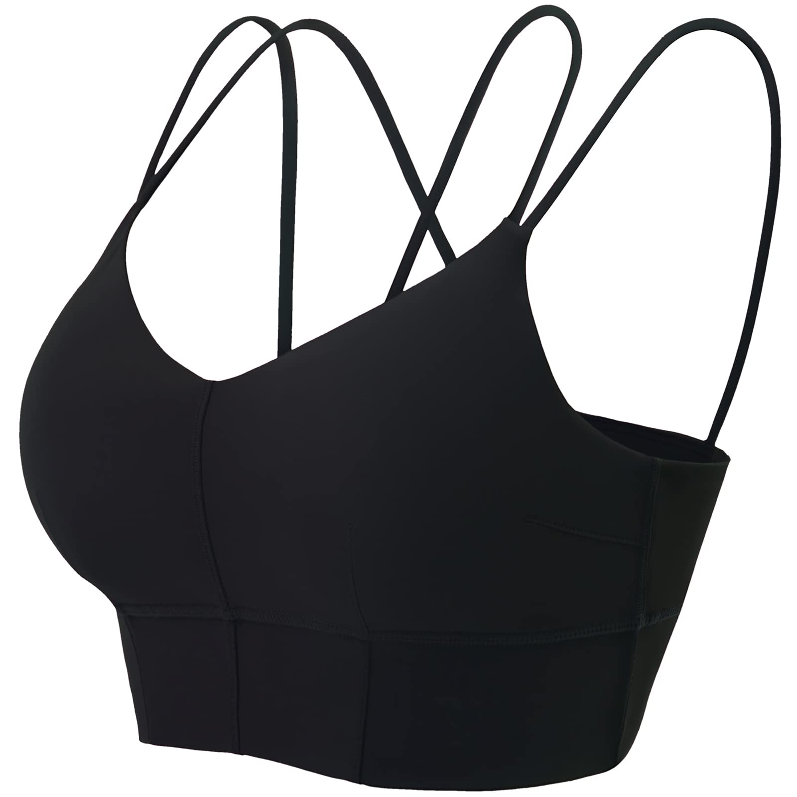 Motorun Womens Push-Up Padded Strappy Sports Bra Cross Back Wirefree Fitness Yoga Top Black S