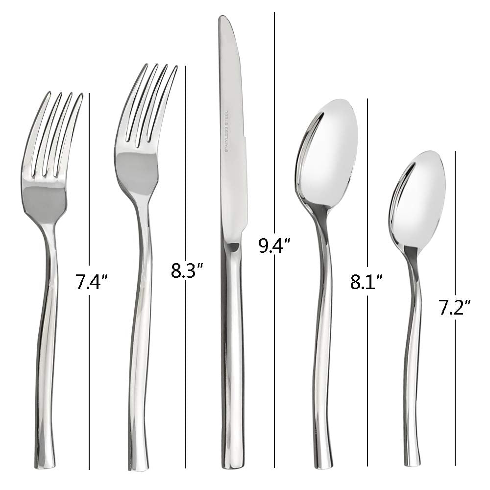 Idomy 60-Piece Stainless Steel Flatware Set, Cutlery Set Service For 12