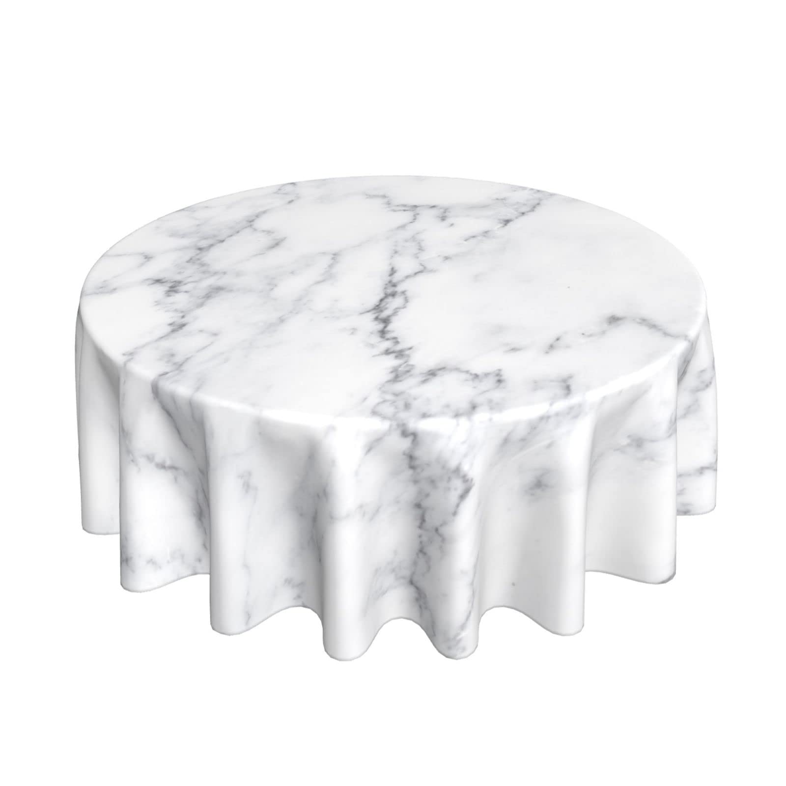 Kawani White Marble Round Tablecloth 60 Inch Ruitic Black And Grey Table Cloth Waterproof Fabric Farmhouse Abstract Tablecloths