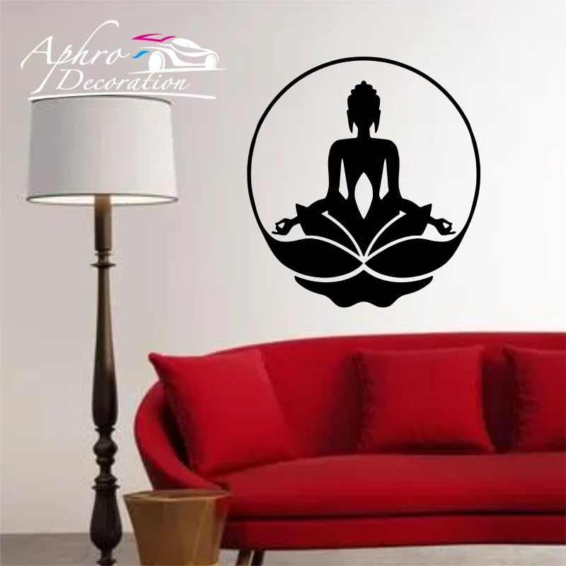 Gadgets Wrap Wall Decal Vinyl Sticker Buddha Namaste Yoga Peace Lotus Flower Black For Office Home Wall Decoration