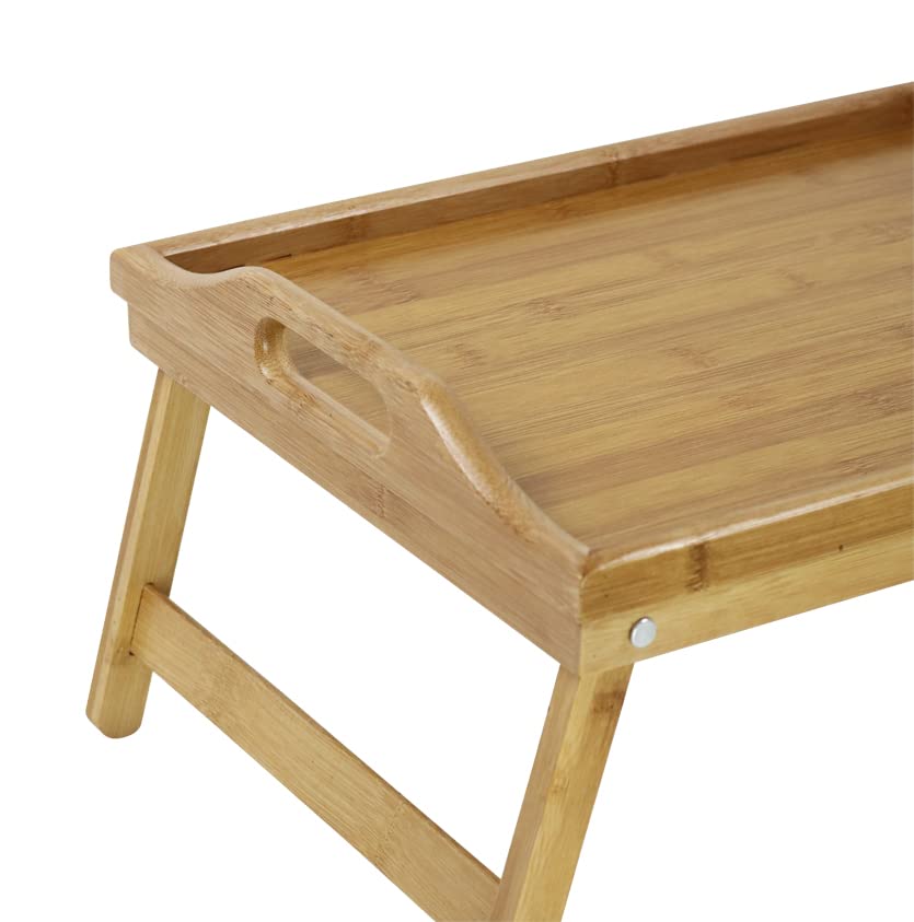 Kktoner Bamboo Bed Tray Table With Folding Legs Foldable Serving Portable Laptop Tray Snack Tray Breakfast Tray Bed Table Drawin