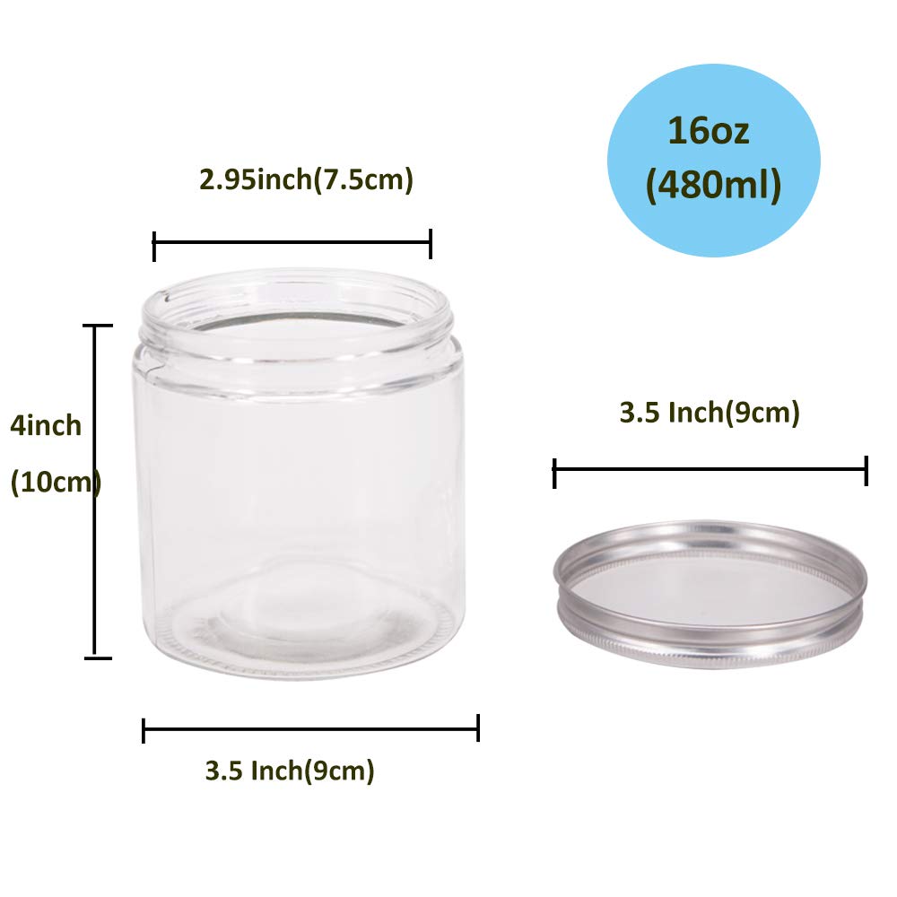 Bpfy 6 Pack 16 Oz Glass Jars With Lids, 8 Chalk Labels, 1 Pen, Food Storage Jars, Glass Kitchen Canisters Cabinet, Pantry Organi