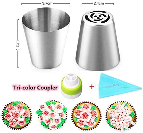 Russian Piping Tips Cake Decorating Complete Set, Wowdecor 24Pcs Baking Supplies Kit Icing Nozzles Flowers Shaped, Frosting Bags