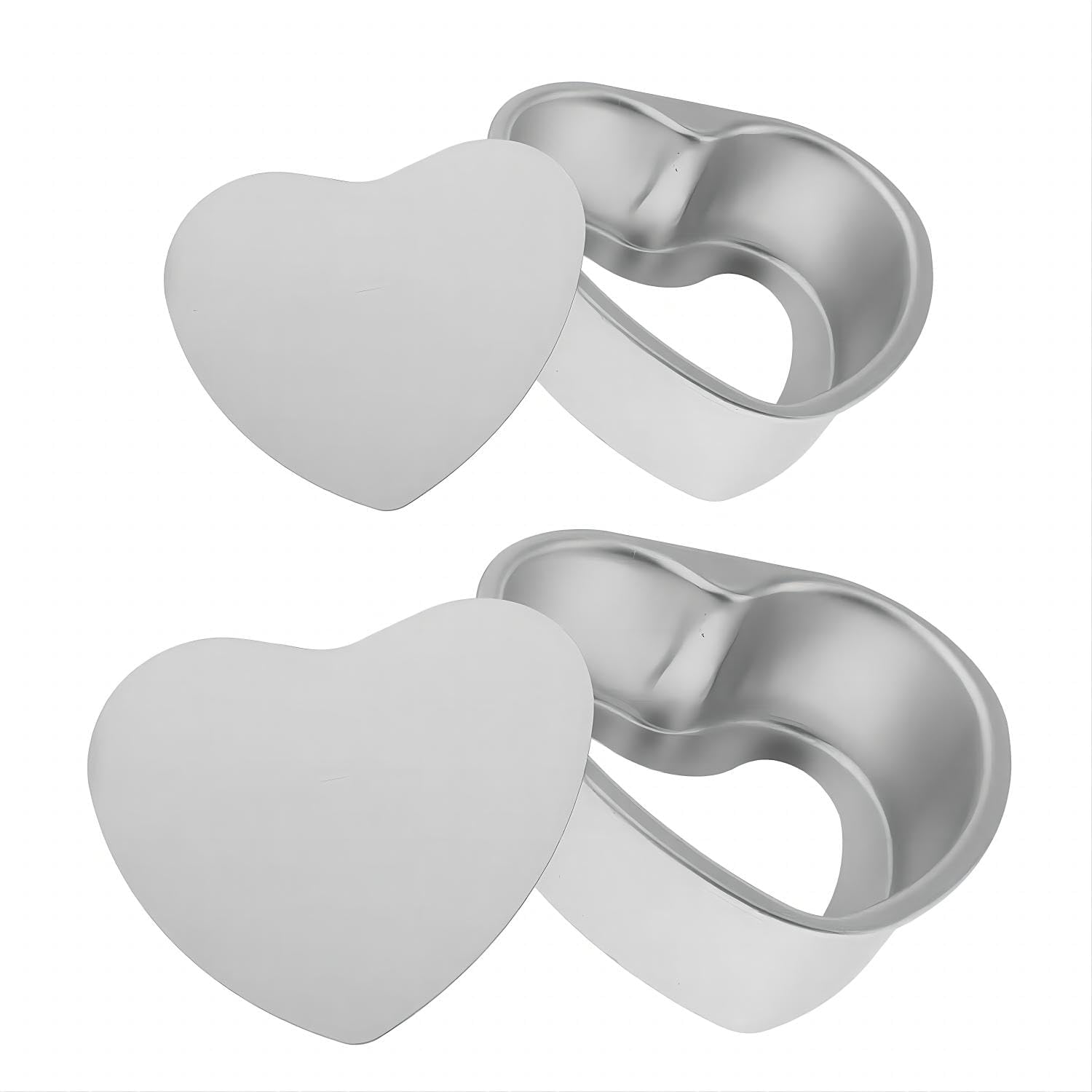 Homomsae Heart Shaped Cake Pans 2Pcs, 8 & 6 Inch Aluminum Deep Springform Cake Pan Set With Removable Bottom Diy Baking Mold Too