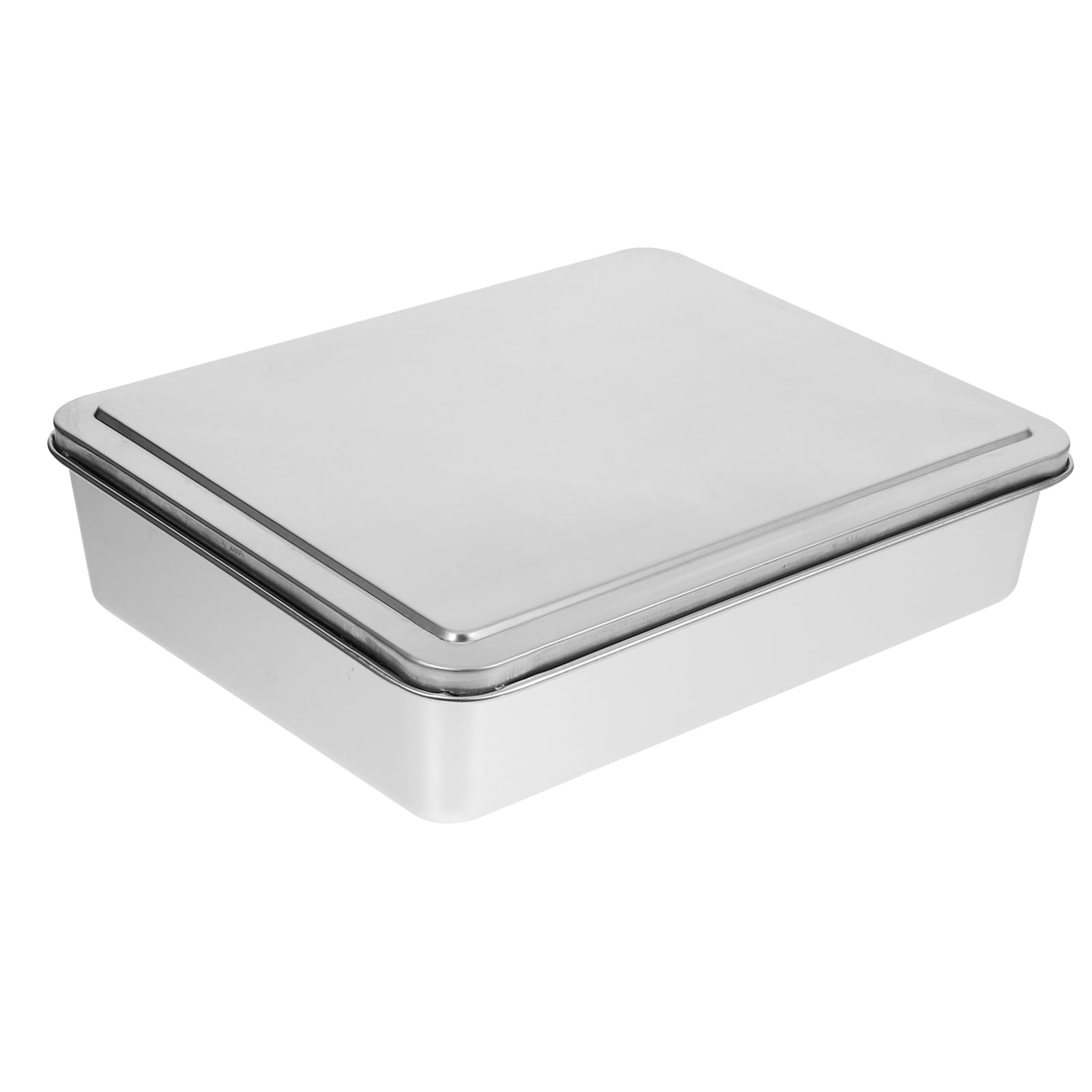 Stainless Steel Cake Pan 9x11 with Lid: Covered Baking Pan for Cakes Brownies Breads Desserts Rectangular Metal Baking Tray fo