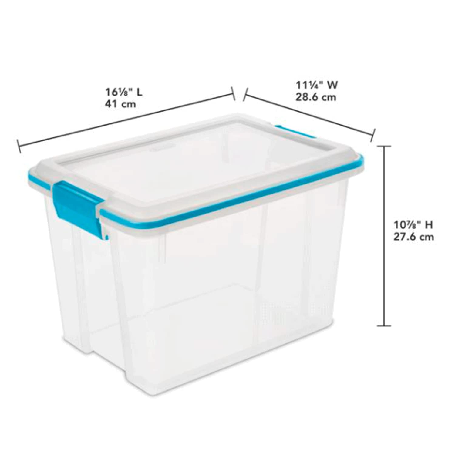 Sterilite 20 Qt Gasket Box, Stackable Storage Bin With Latching Lid And Tight Seal, Plastic Container To Organize Basement, Clea