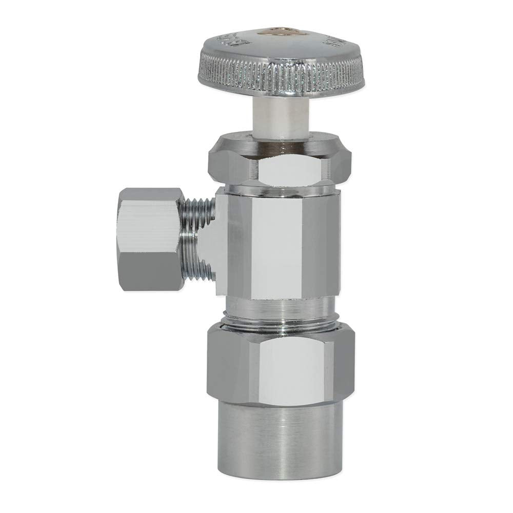 Eastman Multi-Turn Dual Outlet 3-Way Shut-Off Valve, 1/2 Inch Cpvc X 3/8 Inch Od Compression, Chrome Plated, 04349Lf