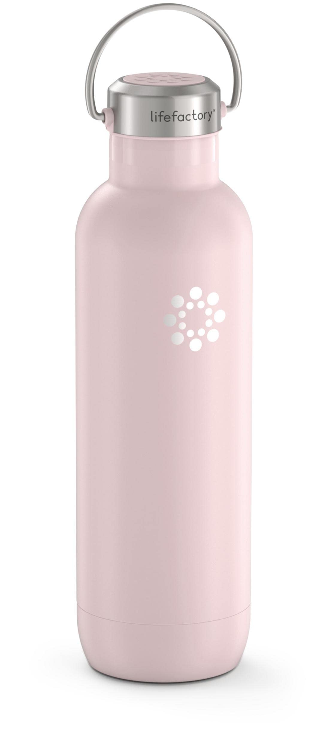 LIfeFactory Stainless Steel Vacuum-Insulated Sport Bottle  24 Ounce  Desert Rose
