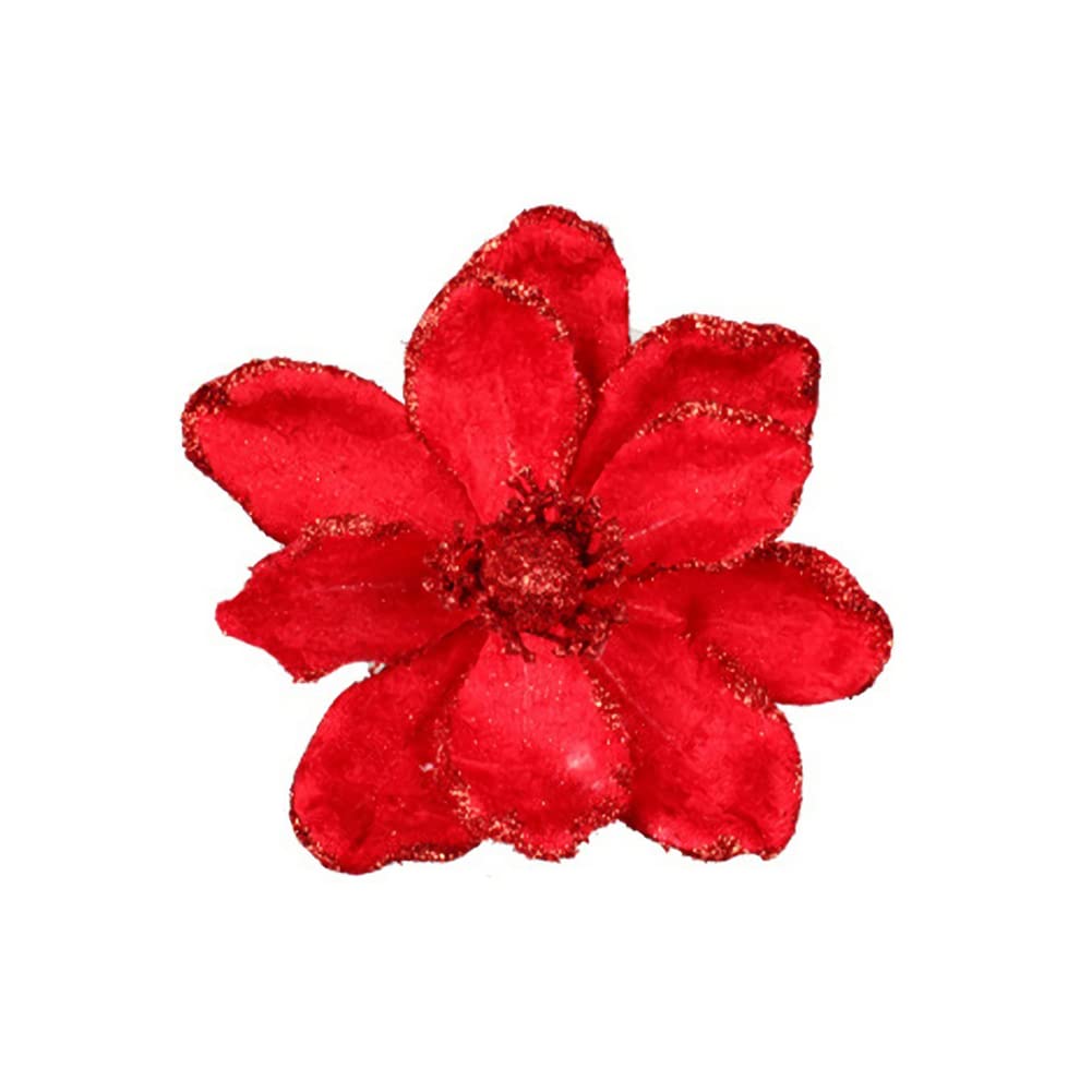 vctops 10 PCS Glitter Artificial Flower Christmas Tree Wreath DIY Ornaments 6.3 Inch Faux Flower for Xmas New Year Wedding Party