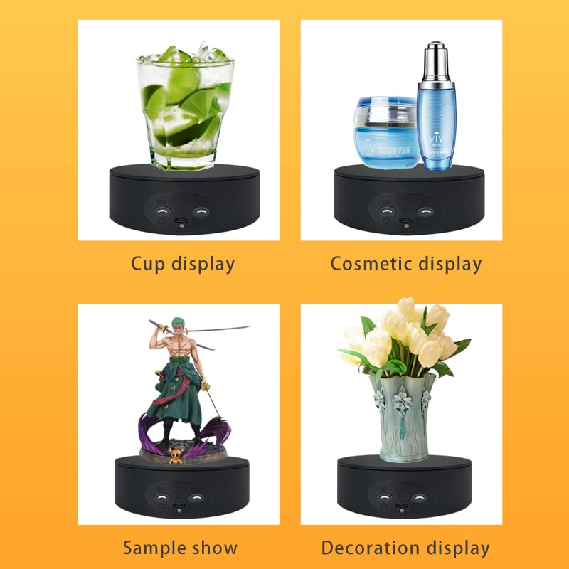 ZLMONDEE Rotating Display Stand 5.2'' 4.4lb Load Cup Display Stand Turner for Tumblers  Spinning Display Stand Motorized Tumbler Display Turner for Glitter Cups Photography Small Arts Pruducts (Black)