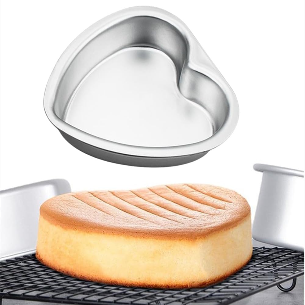 Xzjmy Heart Cake Pan,Aluminum Heart Cake Molds,8Inch Cake Pan,Kids Diy 3D Birthday Cake Pan,Nonstick Baking Tools (Heart)