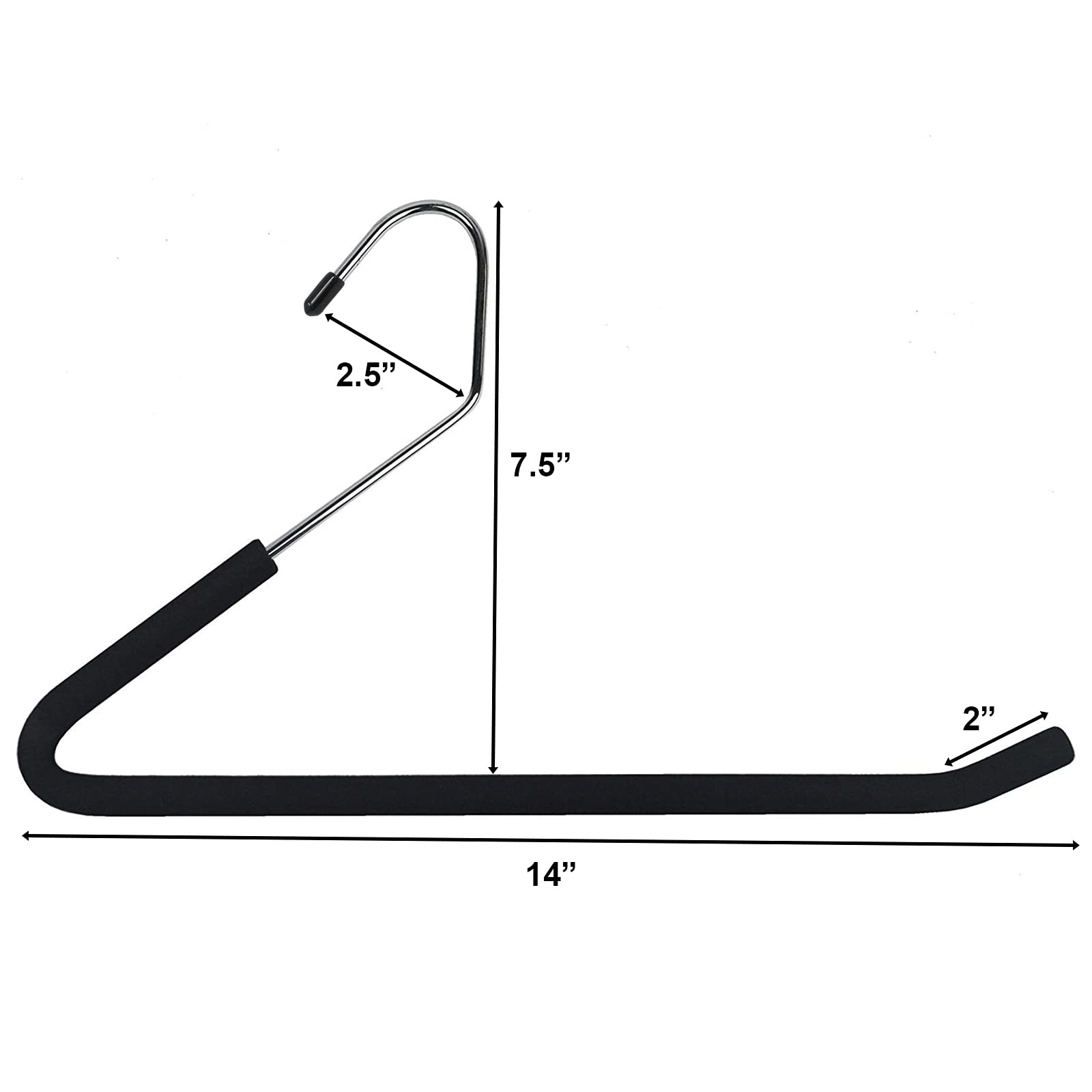 Huji Chrome Trouser Hangers - Set of 10 Heavy Duty Open Ended Organizers, Black, Model HJ276