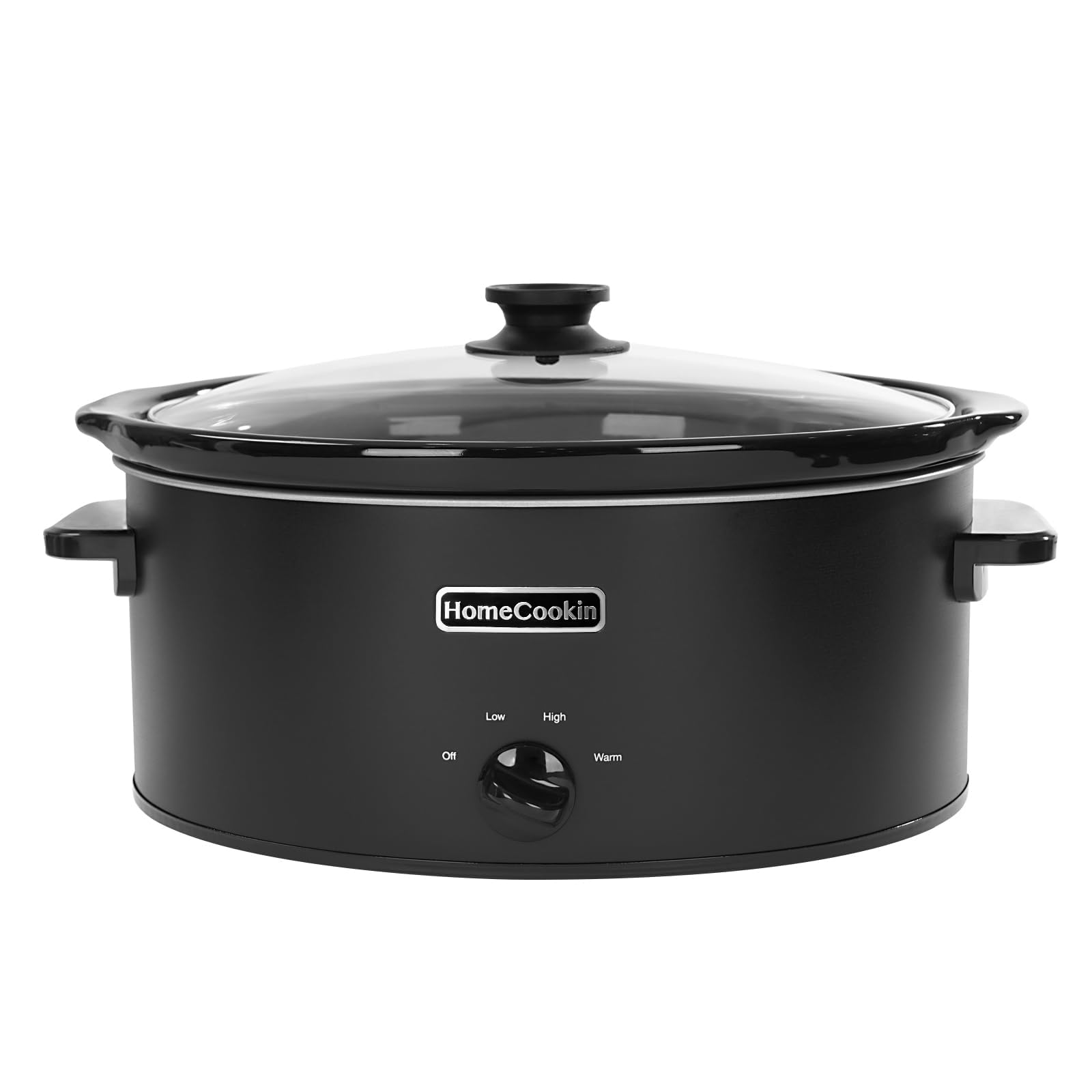 HOMECOOKIN 6 Quart Slow Cooker Oval Manual Pot Food Warmer with 3 Cooking Settings, Black Stainless Steel