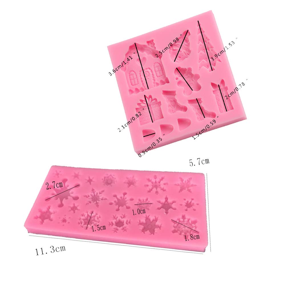 2Pcs Mini Christmas Snow Gingerbread Man Elf Gift Socks House Tree Silicone Mold For Diy Chocolate Candy Fondant Cake Decor Wax
