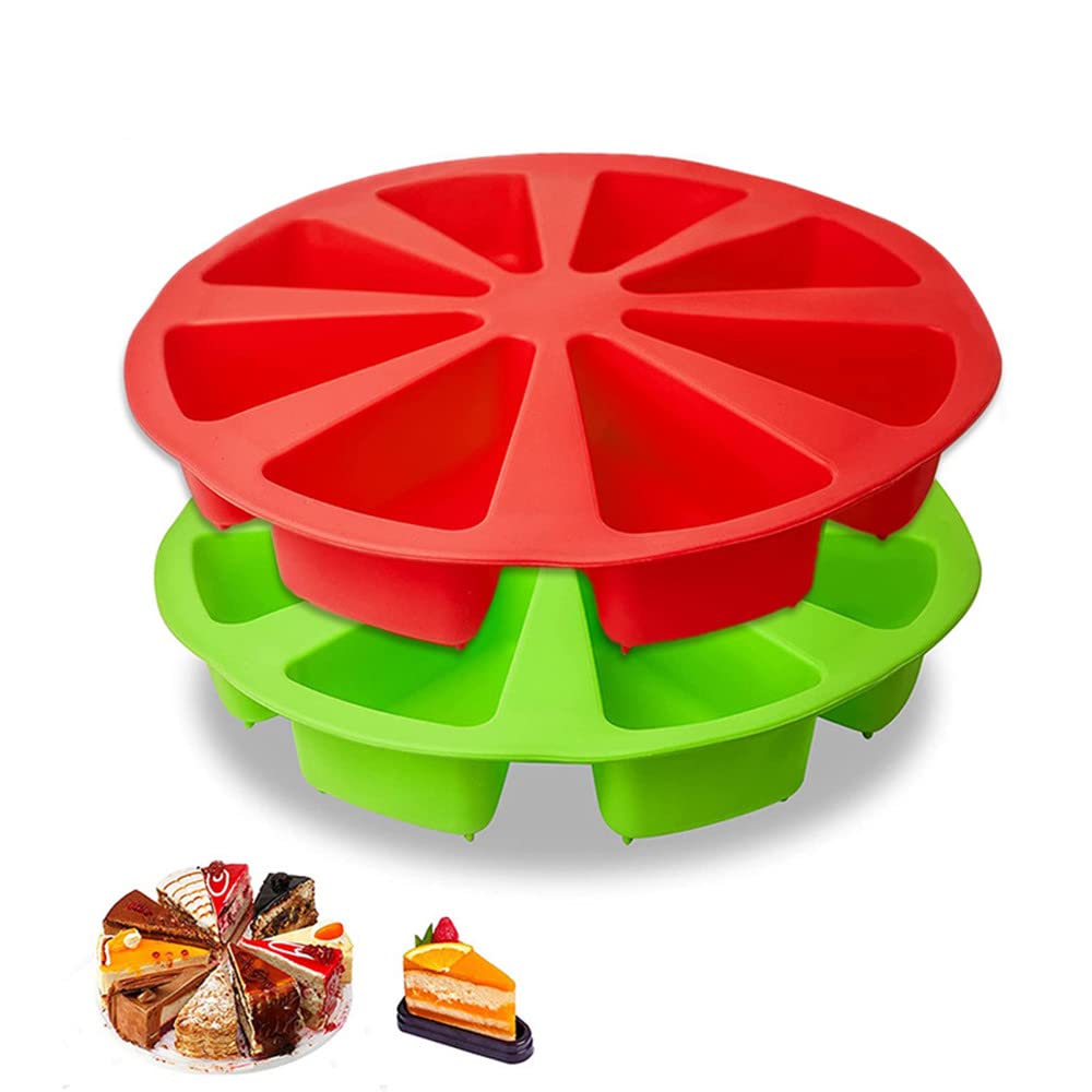 Xizhi 2 Pack Silicone Baking Molds, Triangle Cake Pan Diy/8 Cavity Silicone Scone Pan/Cakes Slices Mold/Pizza Baking Molds/Bread