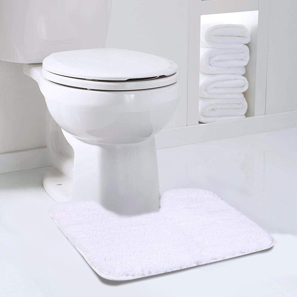 Walensee Bathroom Contour Rug (20X24, White) Non Slip Bath Mat For Bathroom Water Absorbent Soft Microfiber Shaggy Bathroom Mat