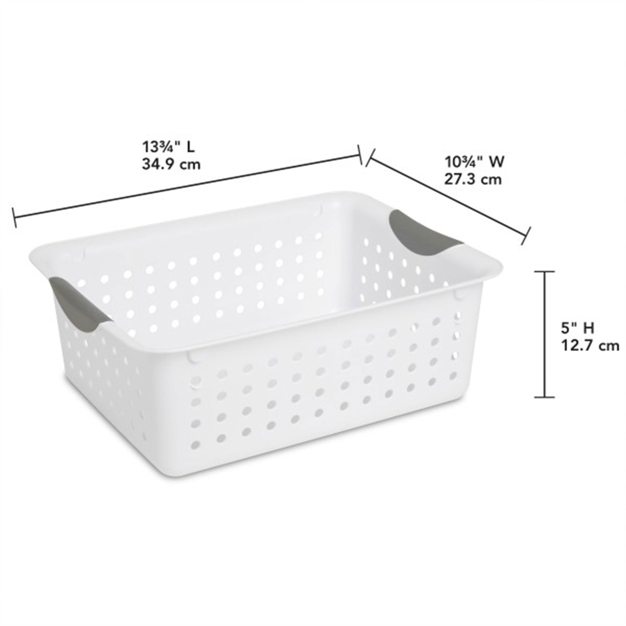 Sterilite 6-Pack Plastic Ultra Basket Storage Bins, Medium Organizing Box, White