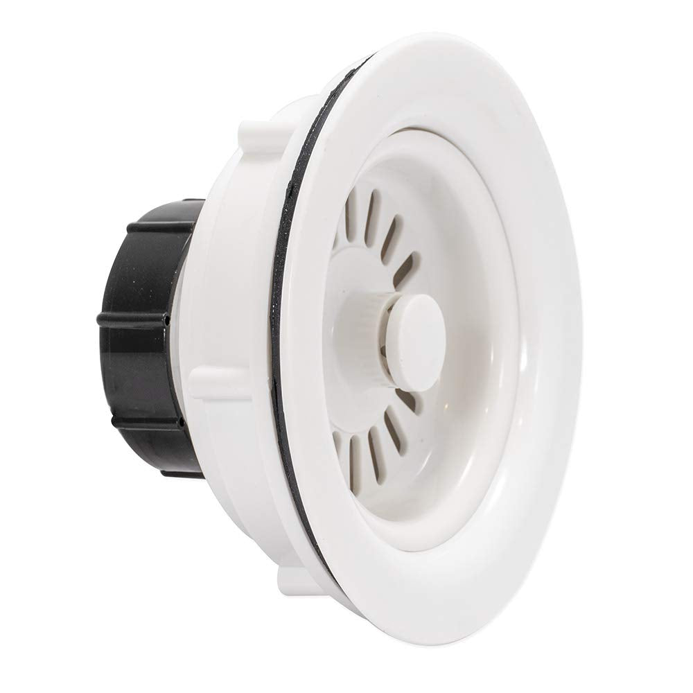 EZ-FLO Kitchen Sink Strainer with Flange  White ABS Basket with 3-1/2 Inch to 4 Inch Opening  Stainless Steel Finish  30006