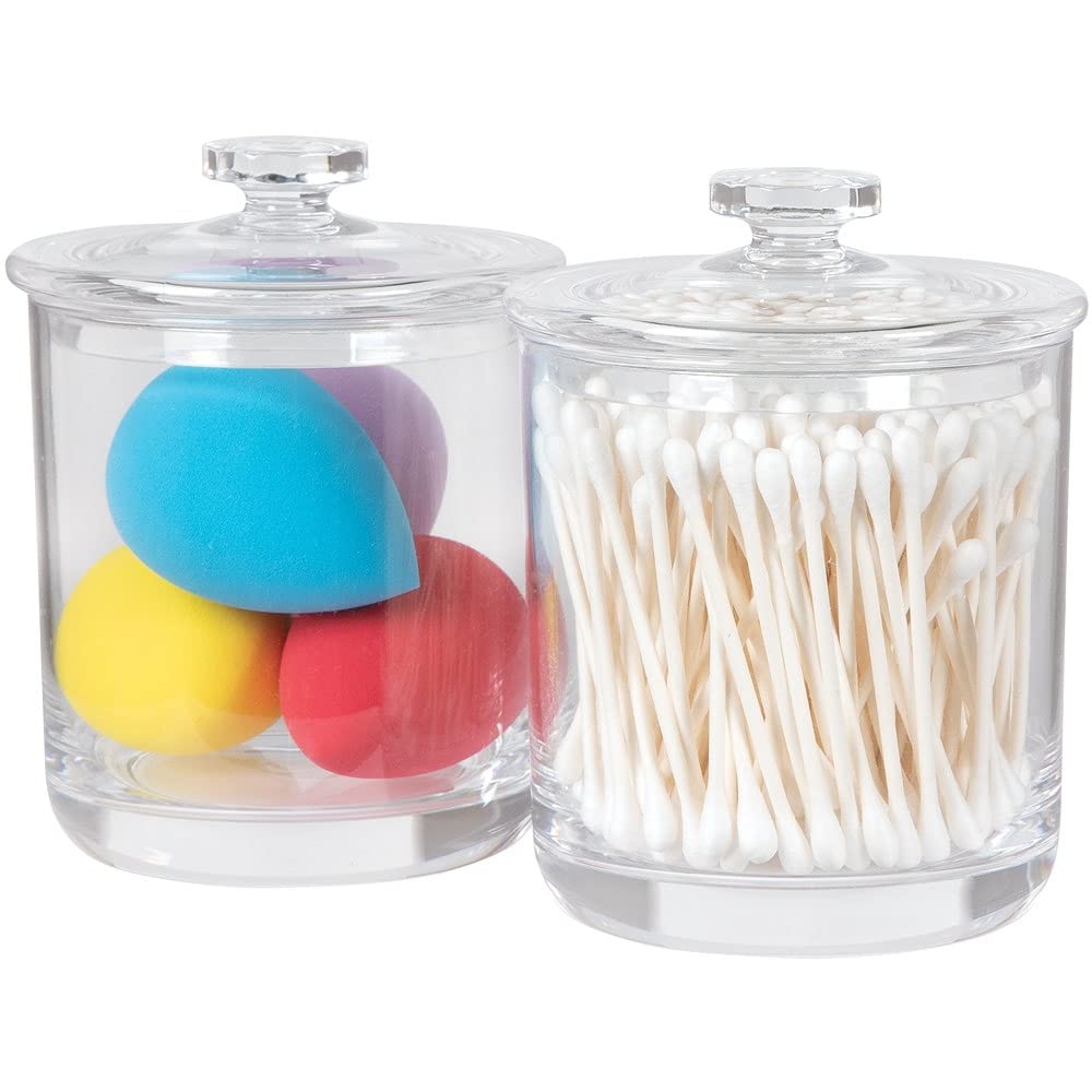 Forpro Acrylic Apothecary Jars With Lids, Set Of 2 15 Oz Storage Containers For Bathroom, Kitchen And Office, 4.5'' X 3.5''