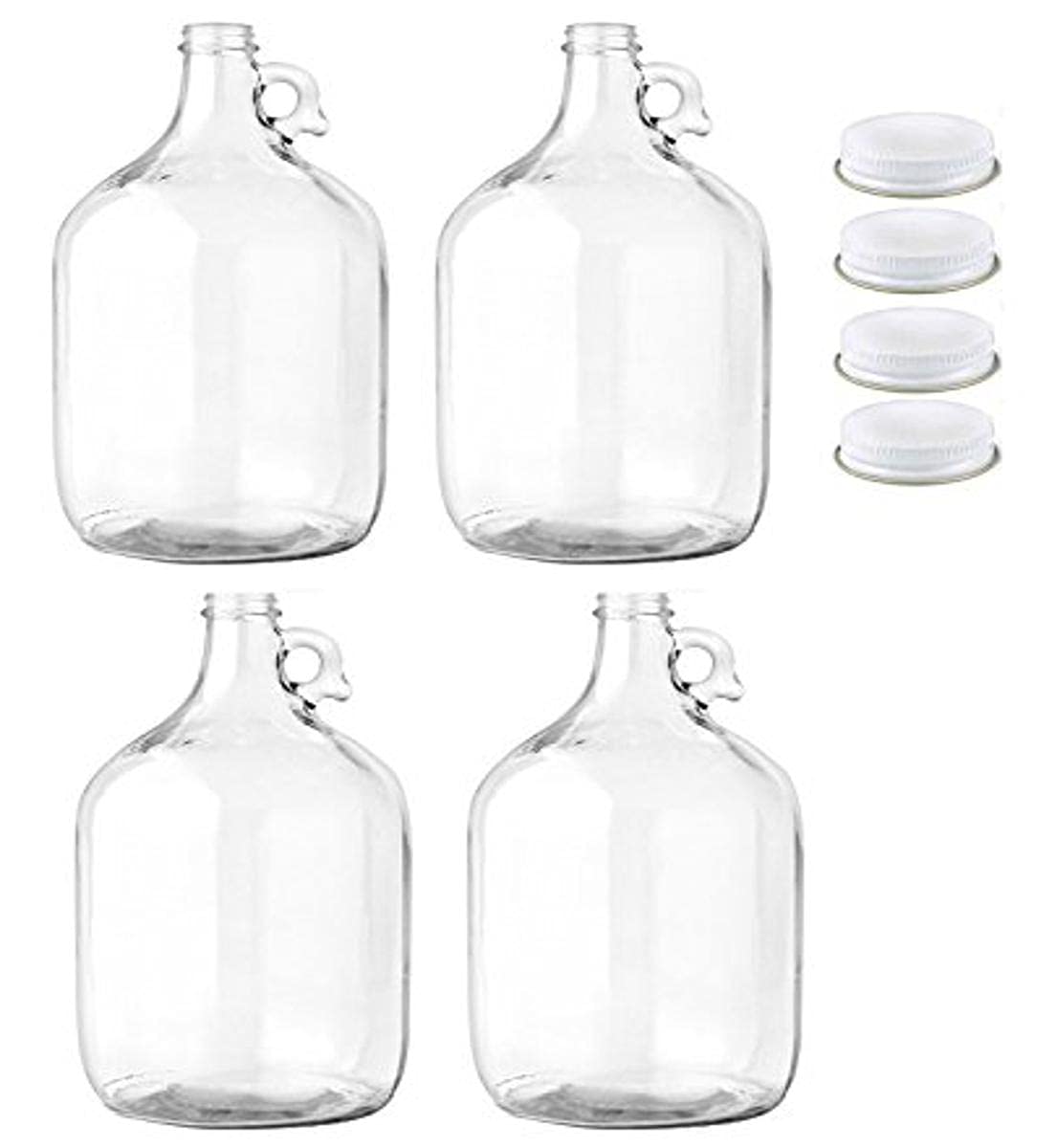 Fastrack Glass Water Bottle, Includes 38Mm Metal Screw Cap, 1 Gal Capacity (Pack Of 4)