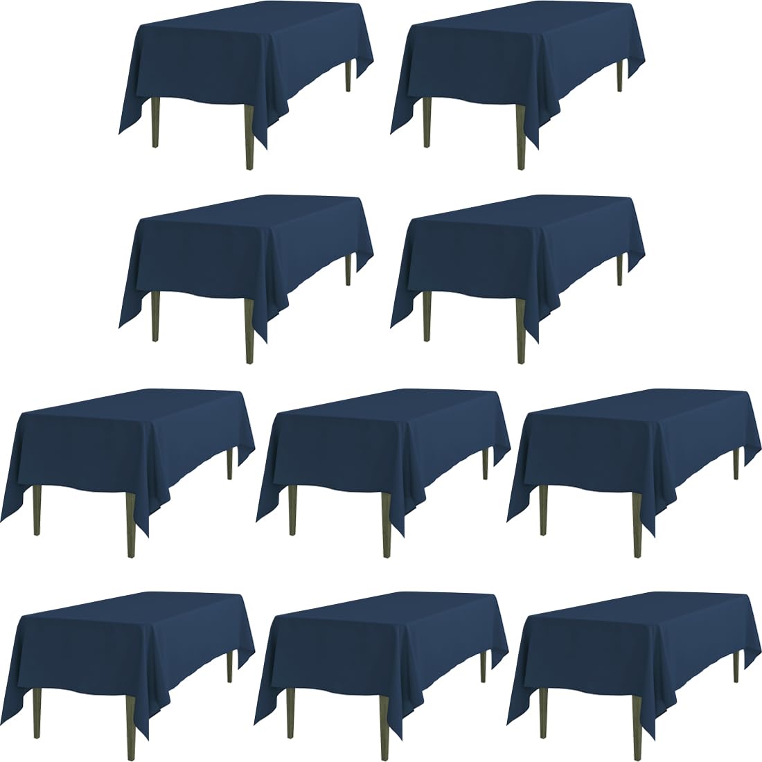 Ltc Linens 10 Pack Rectangular Tablecloths Navy Blue 70 X 120 Inch For 6 Or 8 Ft Rectangle Banquet Tables With Half-Drop-Stain A