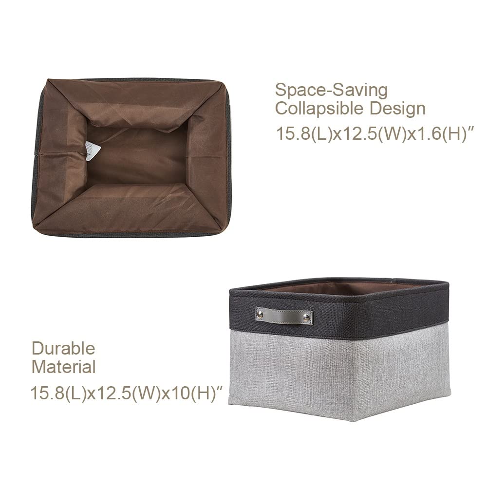 DECOMOMO Storage Baskets for Shelves - Fabric Storage Bins, Linen Closet Organizers and Storage (Grey & Black, XL - 3 Pack)