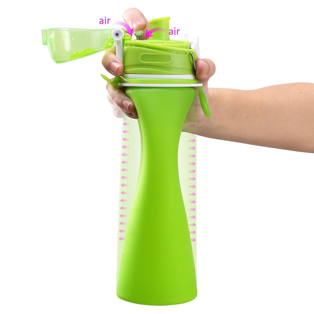 Valourgo Collapsible Water Bottle  Silicone Foldable with Leak Proof Valve BPA Free - green 21 oz