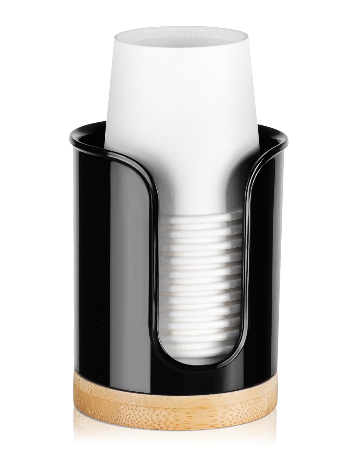 Bathroom Cup Dispenser Countertop - Cup Holder For Dixie 5 6 Oz Cups, Guest Bathroom Essentials Vanity Organizer - Pc/Bamboo, Bl