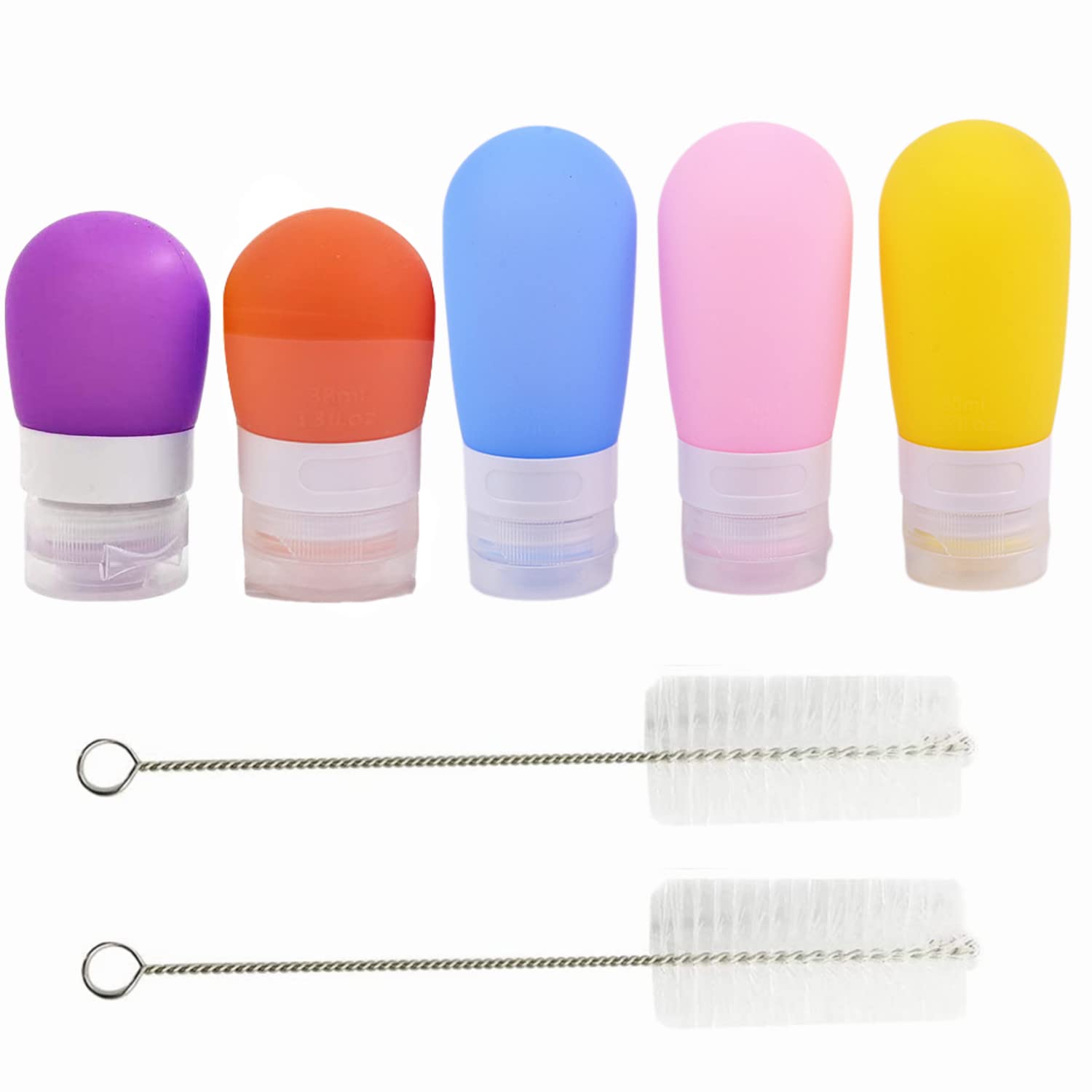 Accfore 5 Pack Squeeze Salad Dressing Bottles With Cleaning Brush,Portable Sauce Containers,Bottle Condiment Bottles,Leakproof F