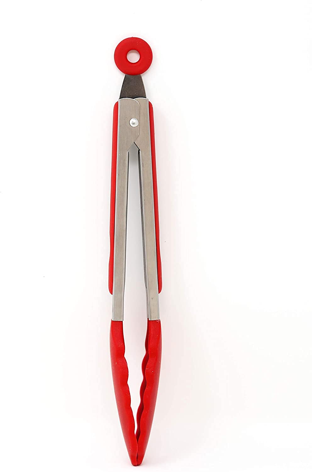 7-Inch Mini Silicone Kitchen Stainless Steel Tongs - Set Of 3 (Red, Orange, Purple) - Mini Tongs For Serving Food, Cooking, Sala
