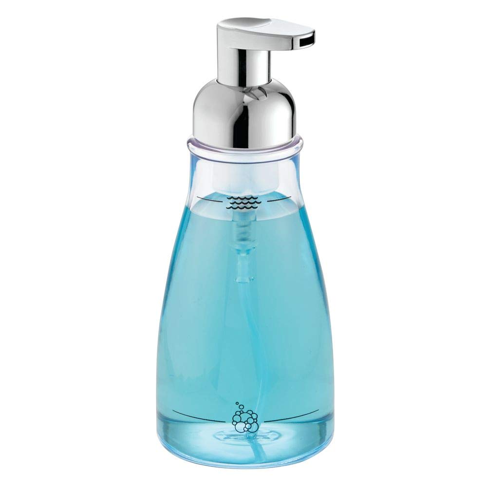 Idesign Bpa-Free Plastic Refillable Foaming Soap Dispenser - 3.12'' X 3.12'' X 7.45'', Clear/Chrome