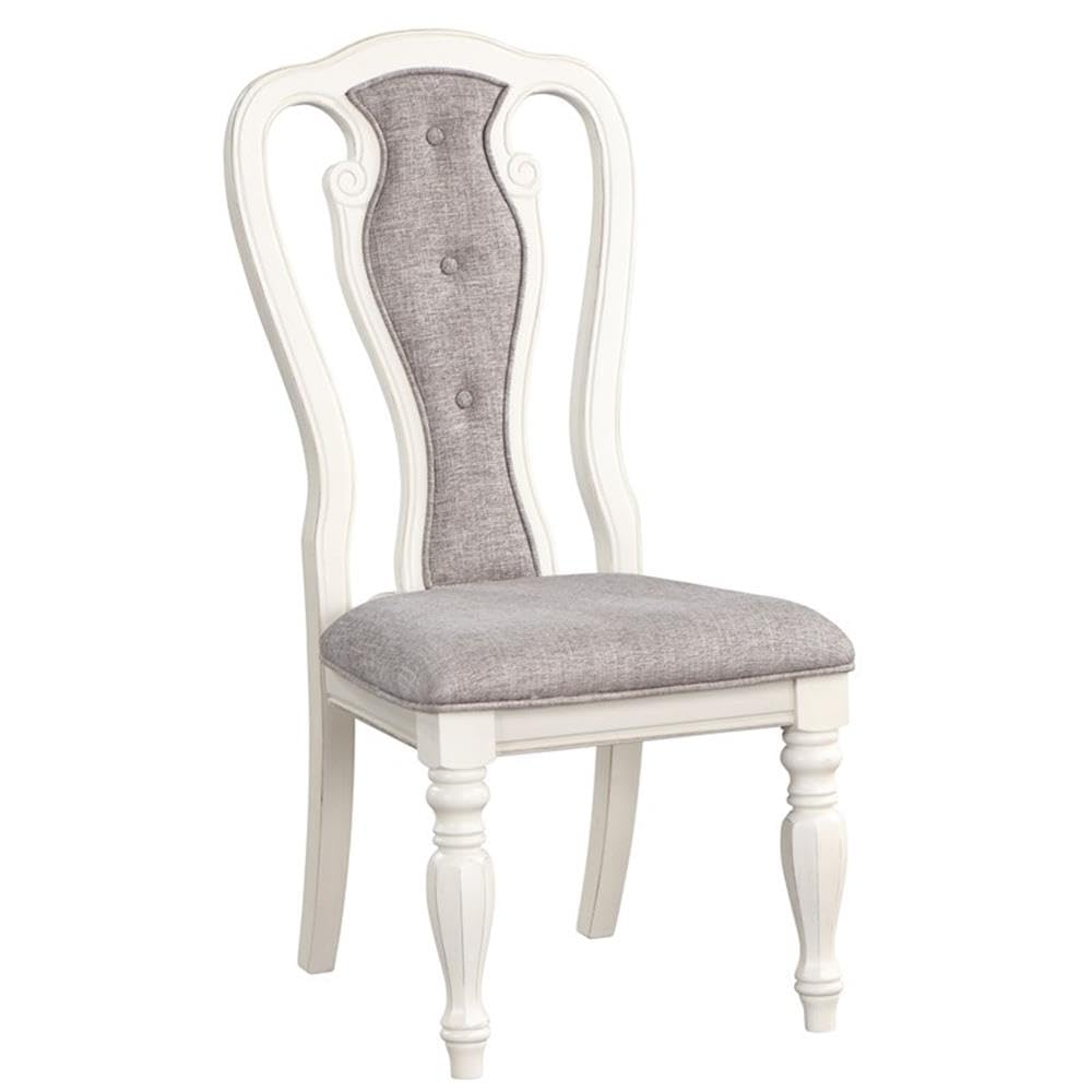 Acme Florain Wooden Side Chairs in Gray and Antique White (Set of 2)-New Condition