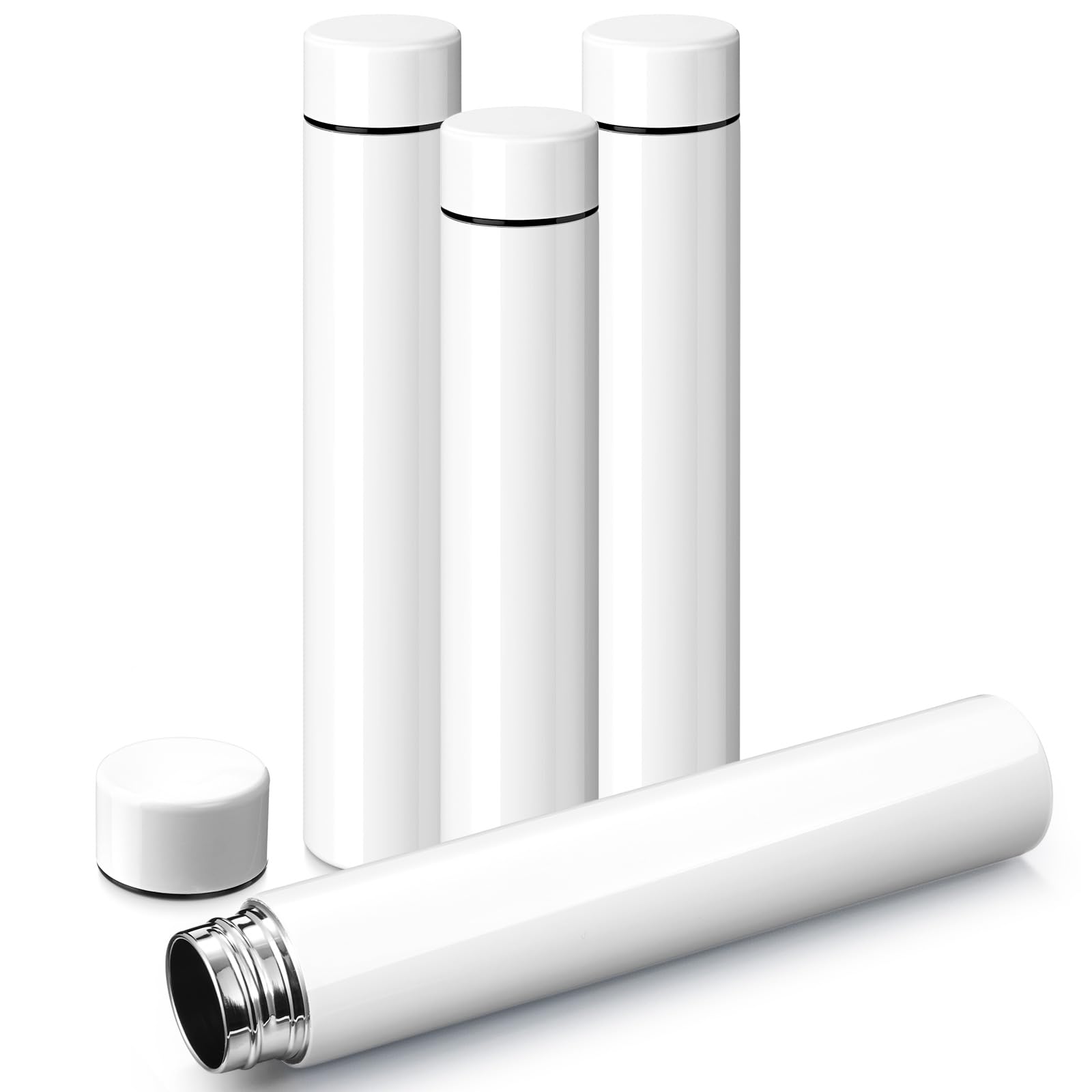 Vesici 4 Pack Slim Water Bottle 8.8 Oz Small Stainless Steel Purse Compact Water Bottle Camping Travel Insulated Water Bottles B