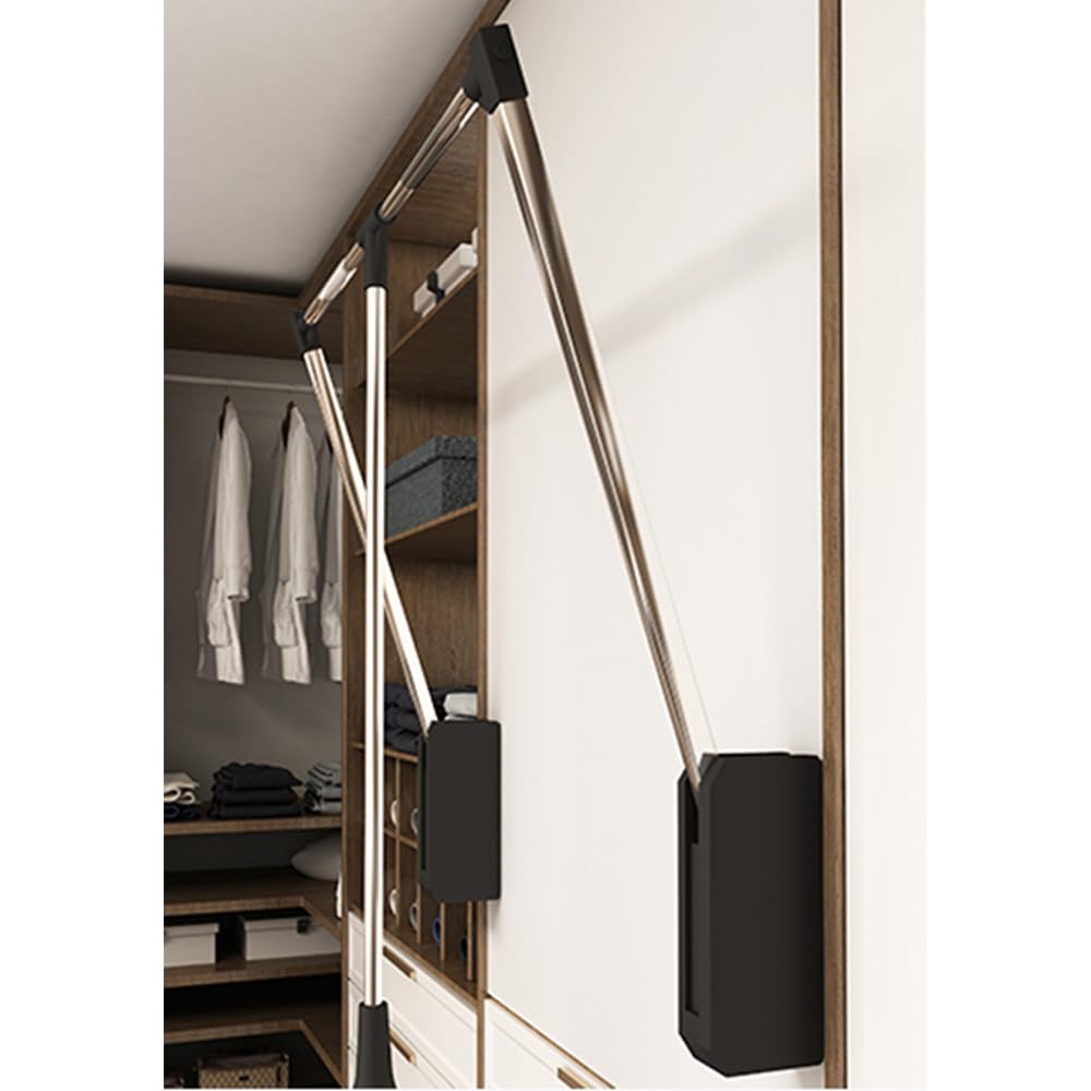 Pull Down Closet Rod, 60 lbs Load Capacity, Stainless Steel Adjustable 26-35 inches Soft-Close Wardrobe Lift Rail Organizer for 