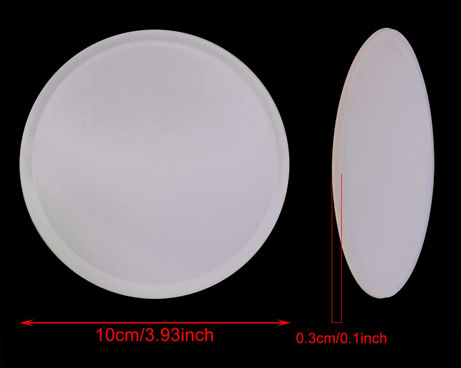 ONLYKXY 3 Pieces 3.93 Inch Silicone Coasters  Round Coasters for Drinks  Beverage Coffee Tea Coaster (White Translucent)