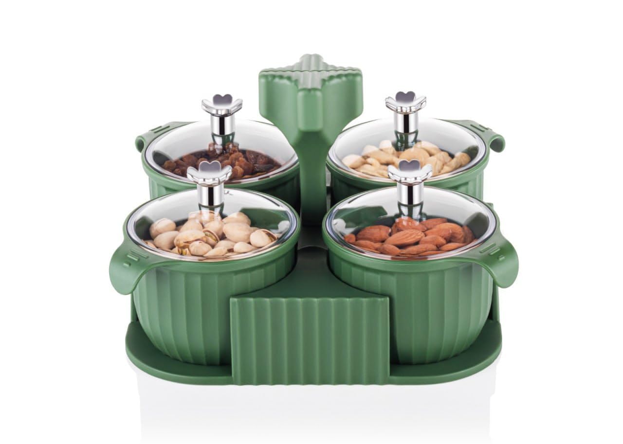 Abudit Dry Fruit 4 Box Set Aachar Pickle Container Mukhwas Tray Dining Spice Stand Chocolate Mouth Freshener Sweets Masala Stora