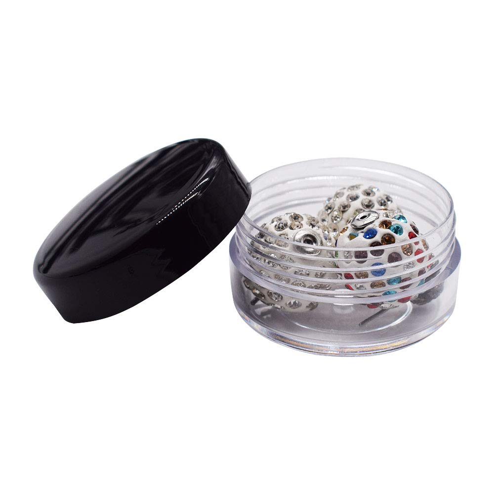 Healthcom 10 Gram Jar,10 Ml Jar, Cosmetic Sample Storage Containers New Plastic Empty Black Lid For Make Up Eye Shadow Creams Li