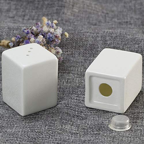 Sizikato Set Of 4 Pure White Porcelain Salt And Pepper Shakers And Toothpick Holder And Tray.