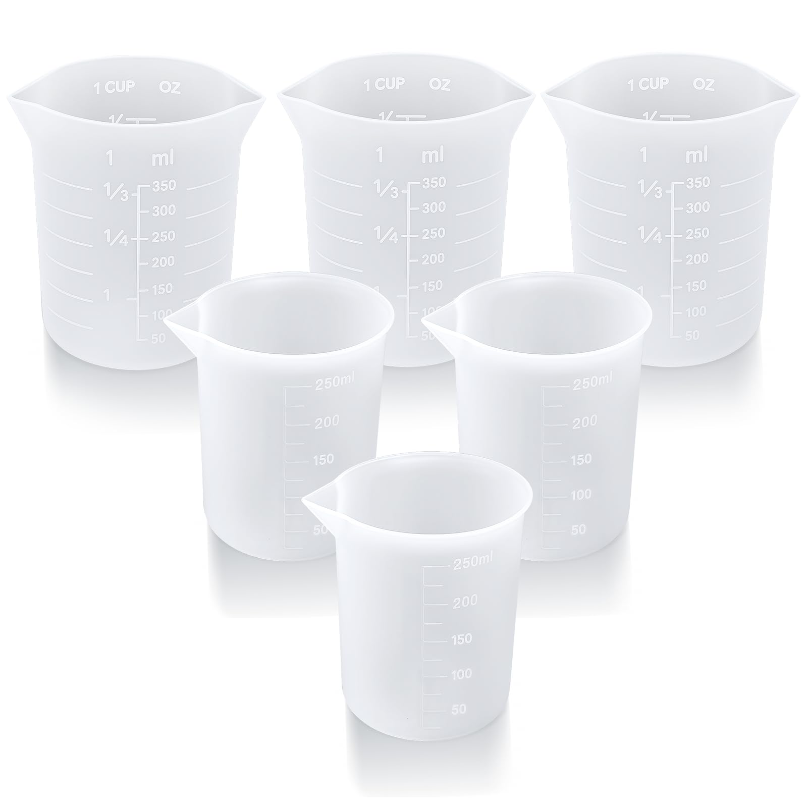 Palksky Silicone Measuring Cups for Melting Chocolate, 6PCS Chocolate Melting Cup with 250 & 350ml Capacity, Reusable Baking Sup