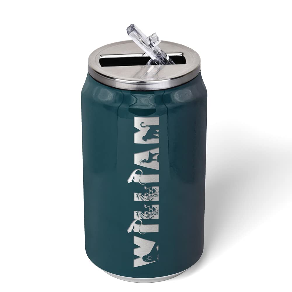 Personalized For Kids On Blue Sea Gloss Laser Engraved Custom Children Name 12 Oz Can Stainless Steel Water Bottle