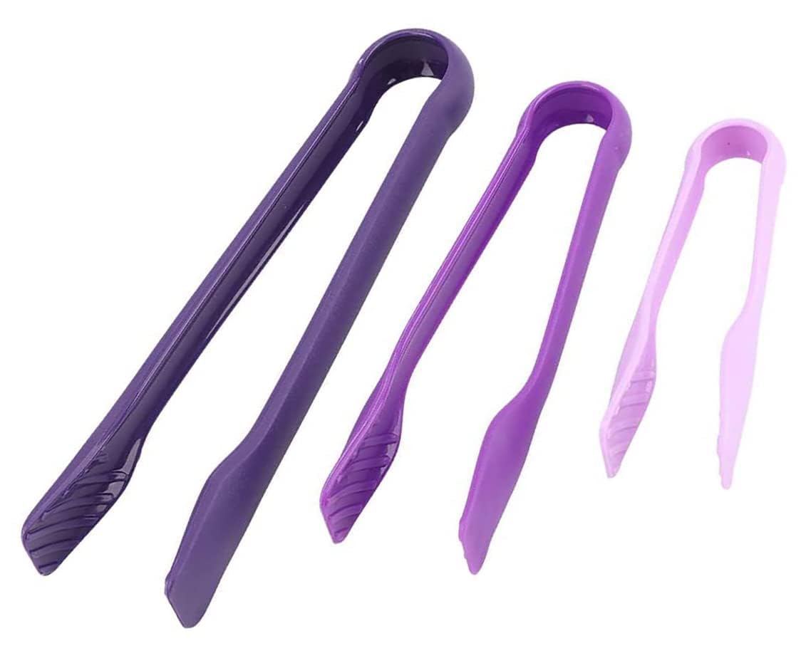 Jndabhi Cooking And Dining Serving Tongs Set Of 3 Different Sizes, Plastic Kitchen Baking Tools, Mini Serving & Toasting Tongs S