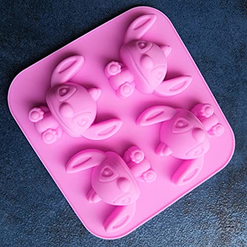 4 Cavity Star Baby Lilo And Stitch Silicone Mold For Diy Fondant Candy Making Chocolate Molds Lollipop Desserts Ice Cube Gum Cla