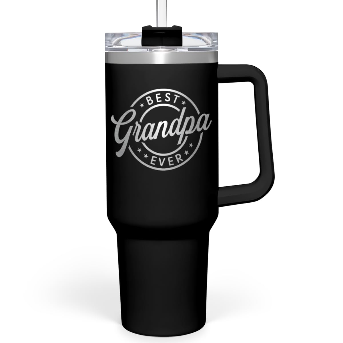 SANDJEST Best Grandpa Ever Tumbler with Handle 40oz, Grandfather Gifts for Birthday Christmas Fathers Day Valentines, Presents f