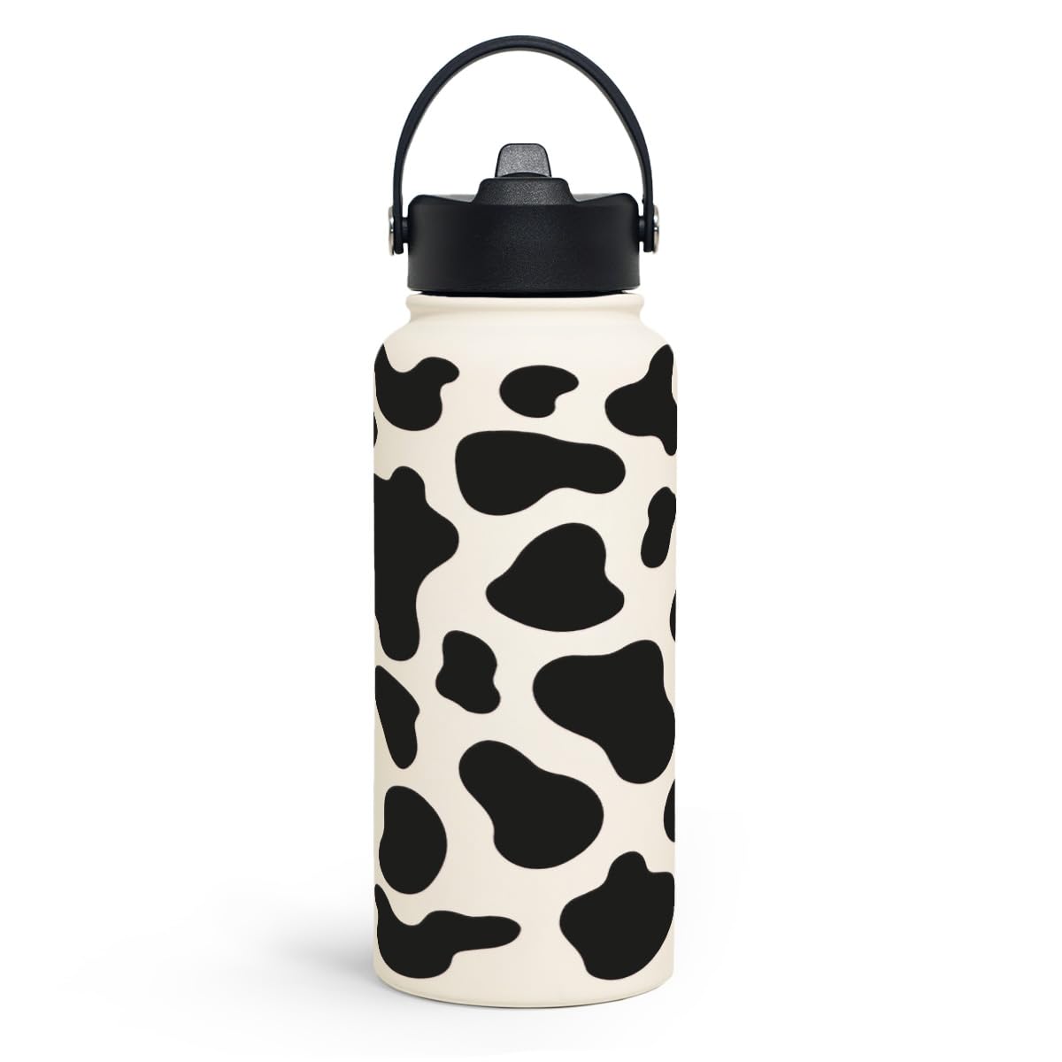 Cow Print Water Bottle 32oz Stainless Steel Vacuum Insulated with Lid, Cow Water Bottles for Gym Sports Travel Outdoor, Cow Gift