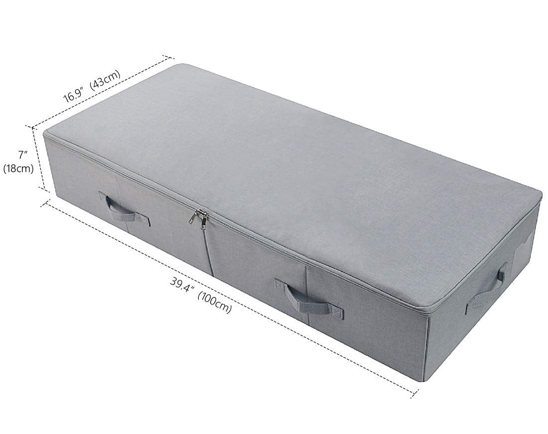 iwill CREATE PRO Pack of 2, 39.4 * 16.9 * 7'', Folding Fabric& Plastic board Underbed Storage Bins with 3-side Open Zip Lid, Was