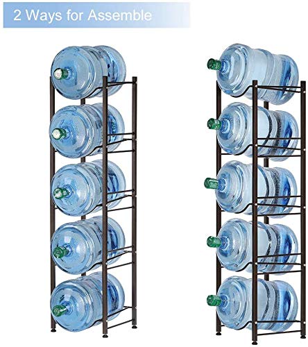 Sehertiwy 5 Gallon Water Jug Holder Water Bottle Storage Rack, 5 Tier Water Cooler Jug Rack, 5 Gallon Water Jug Stand, 5 Gallon