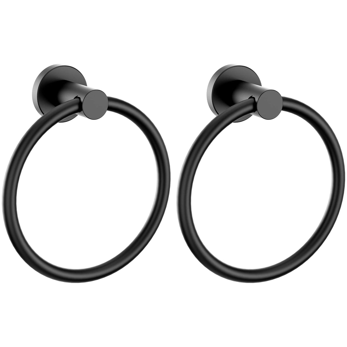 Forious Matte Black Towel Ring 2 Packs, Sus304 Stainless Steel Hand Towel Holder For Bathroom Wall Mounted, Modern Towel Hanger,