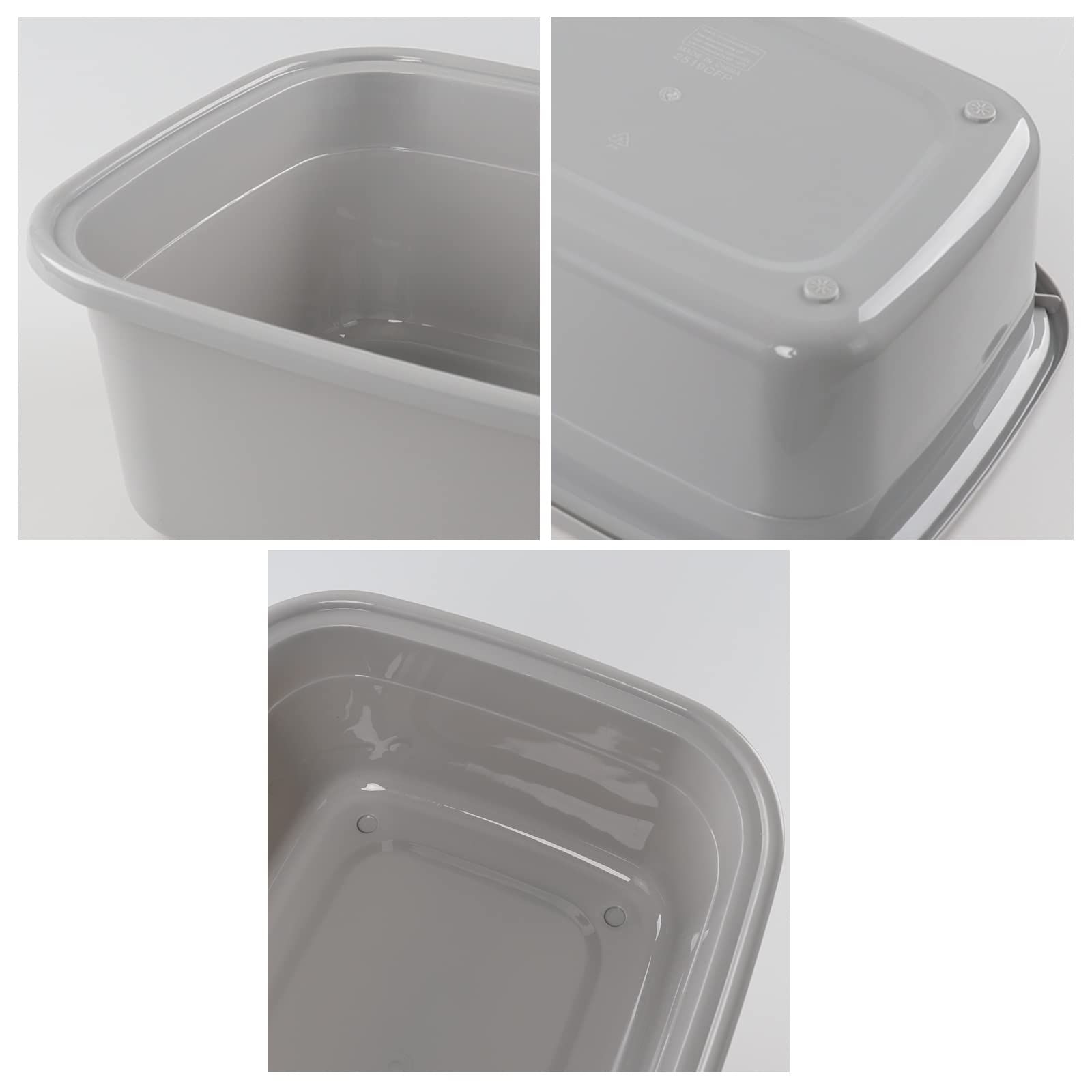 Sandmovie 18 Quart Plastic Dish Basin, Shallow Plastic Sink Basin, 3 Packs, Grey