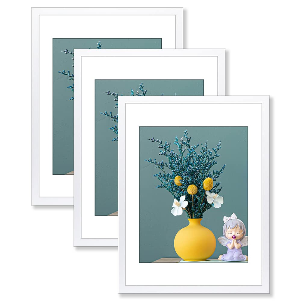 THREELOVE 18x24 Frame White, Display 16x20 Picture with Mat or 18x24 Without Mat, Photo Poster Frame Wall Mounting, Set of 3