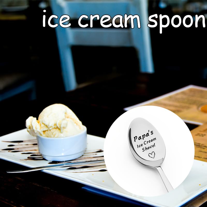 Papa Gifts For Dad Grandpa Papas Ice Cream Shovel Spoon Engraved Birthday Gift For Papa Grandfather Grandpa Fathers Day Gift For